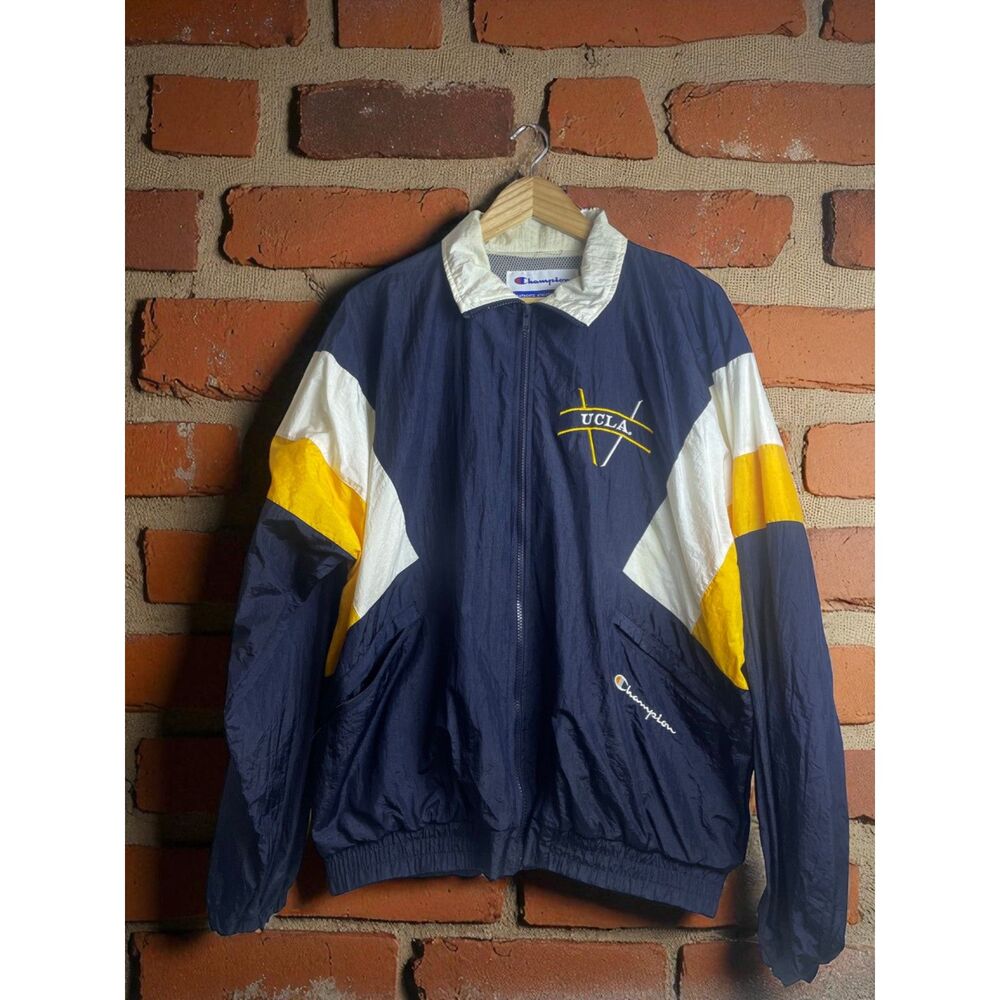 Vintage UCLA Bruins Champion Windbreaker Jacket – Size L – Colorblock 90s Style